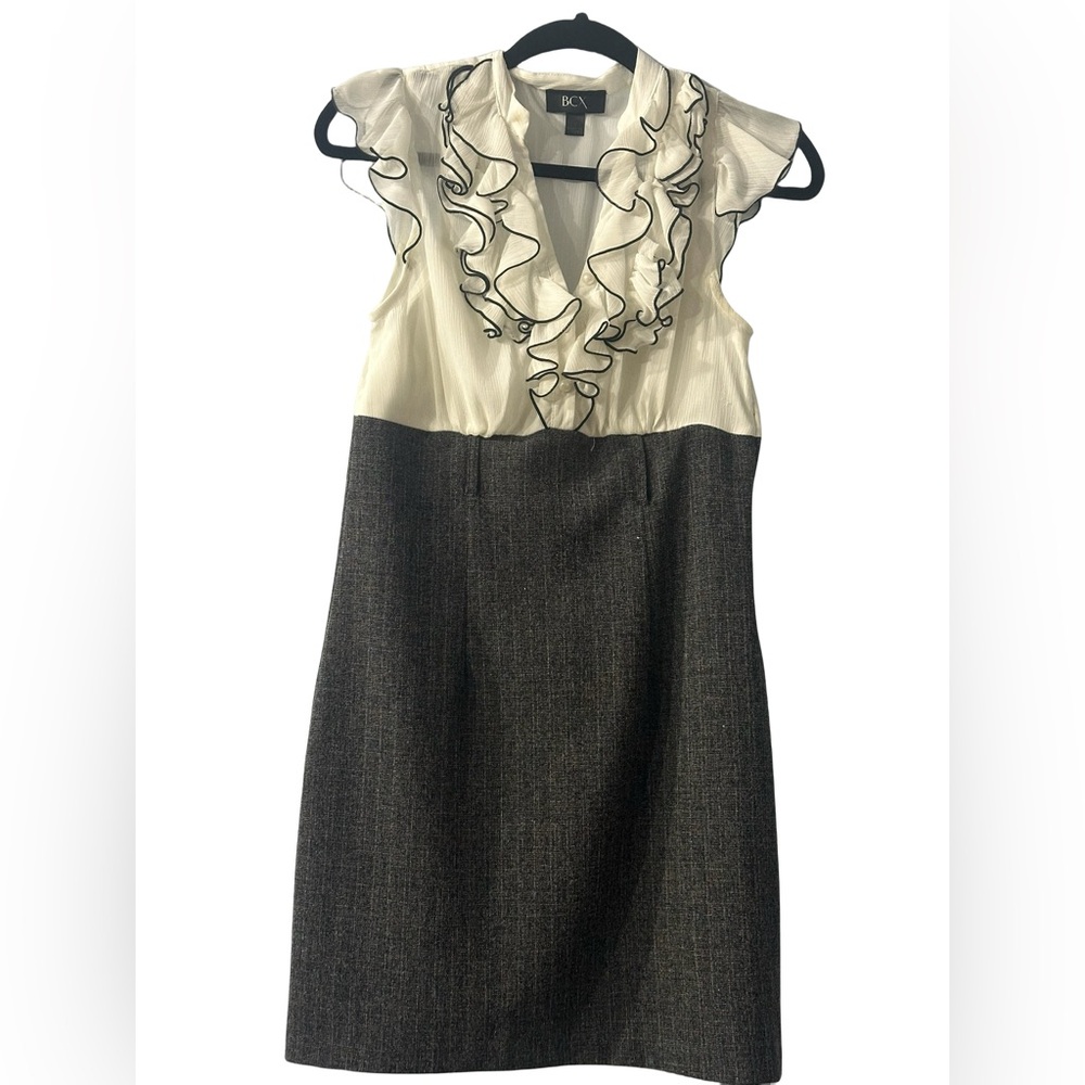 BCX Cream and Black Ruffle Mini Dress